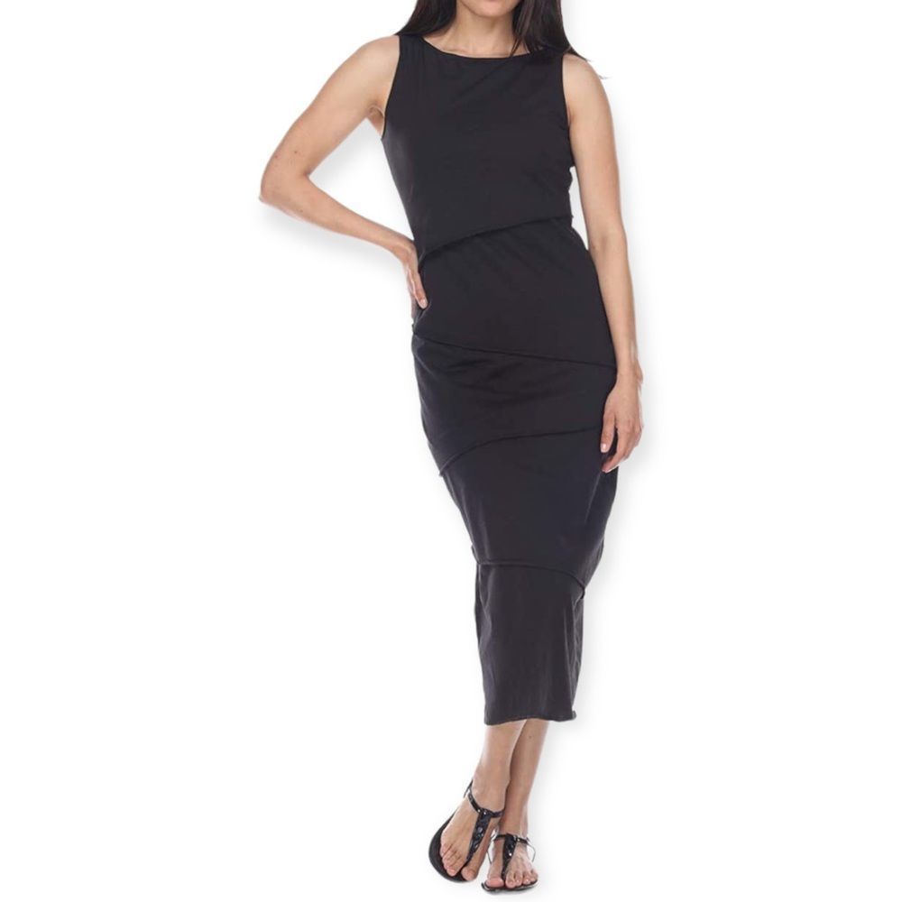 Neon Buddha Dark Gray Tiered Sleeveless Dress-XSmall